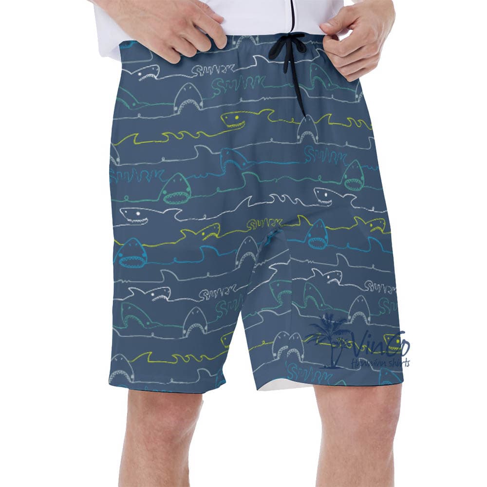 Navy Shark Swim Trunks For Men (1)