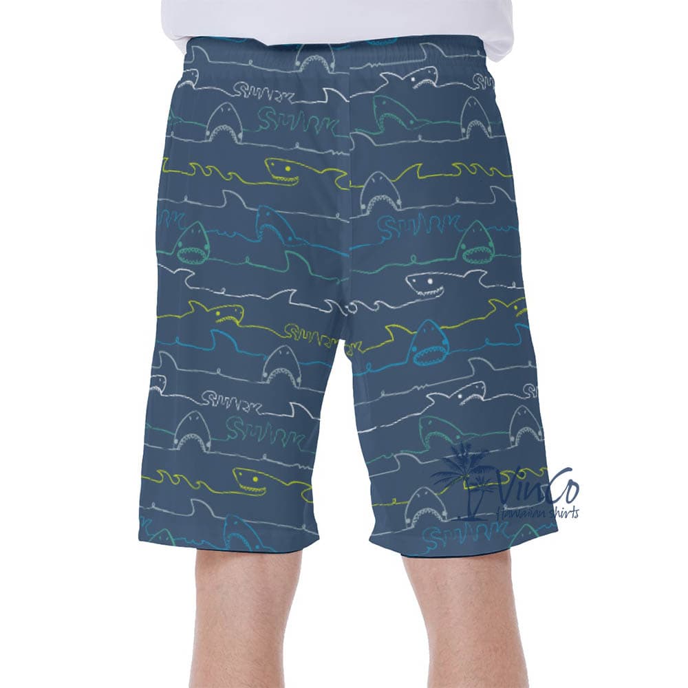 Navy Shark Swim Trunks For Men (3)