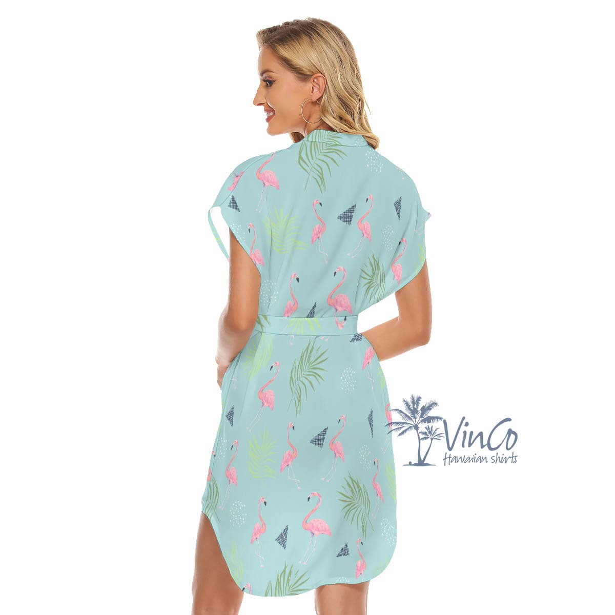 Women’s Flamingo Aloha Dress Blue (3)