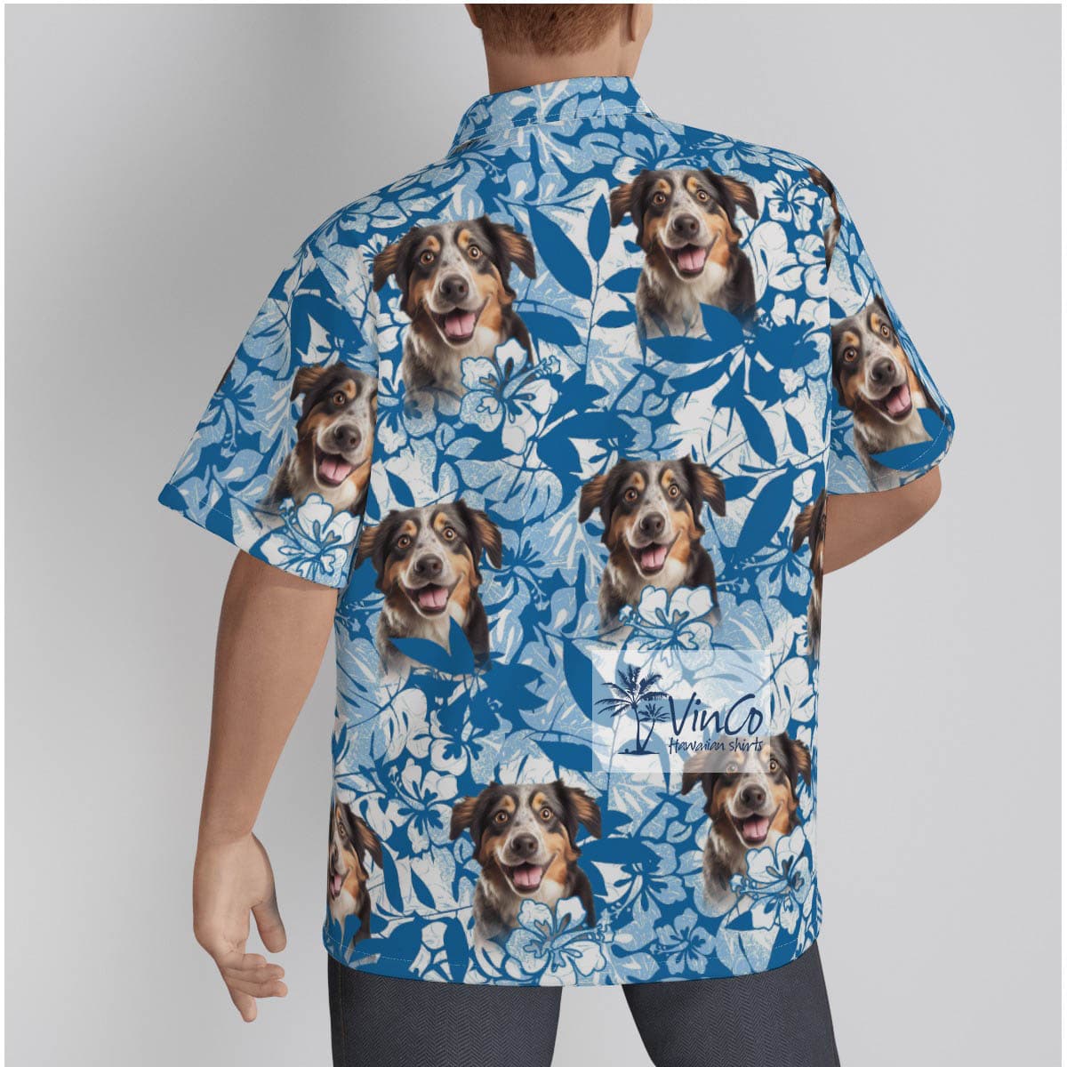 Blue Pet Face Hawaiian Shirt (1)