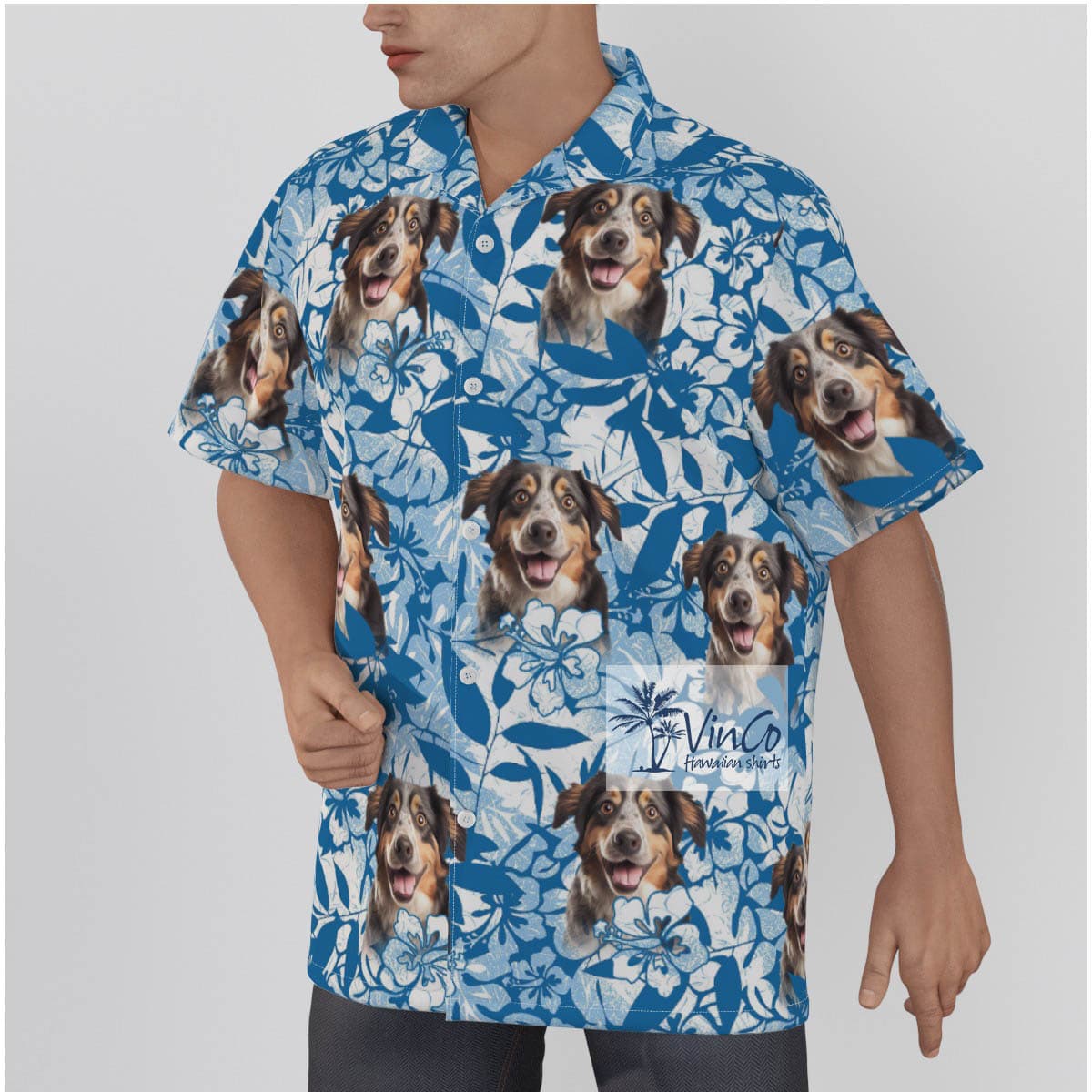 Blue Pet Face Hawaiian Shirt (3)