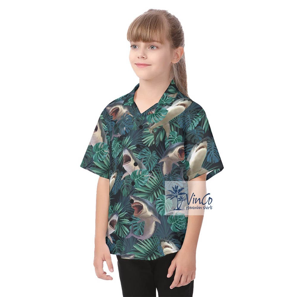Kid’s Shark Print Aloha Shirt (4)