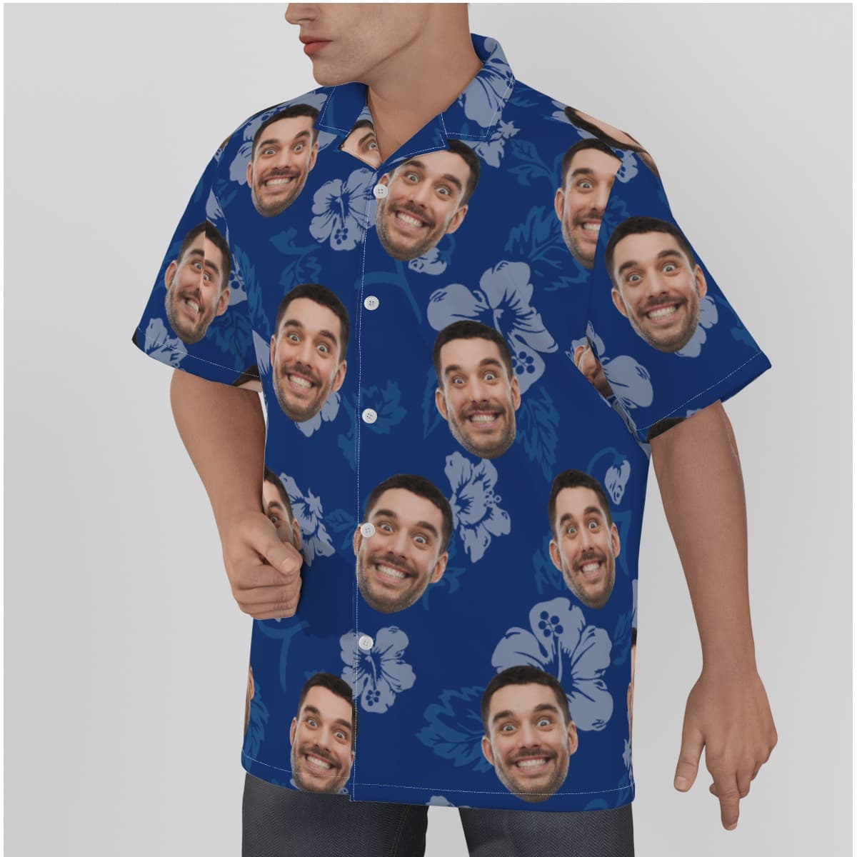 Vintage Navy Face Hawaiian Shirt (1)