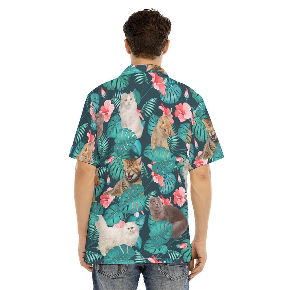 Funny Cat Men's Tropical Shirt (1)