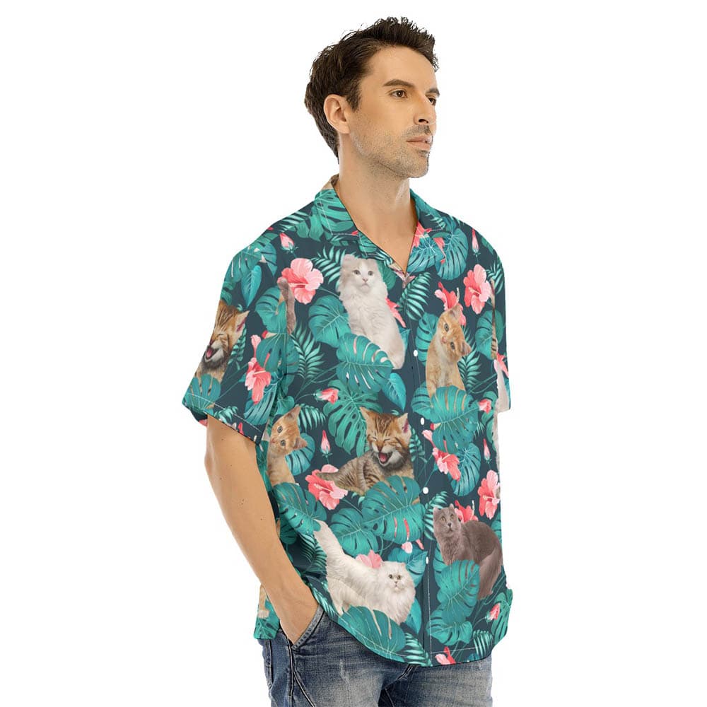 Funny Cat Men's Tropical Shirt (1)