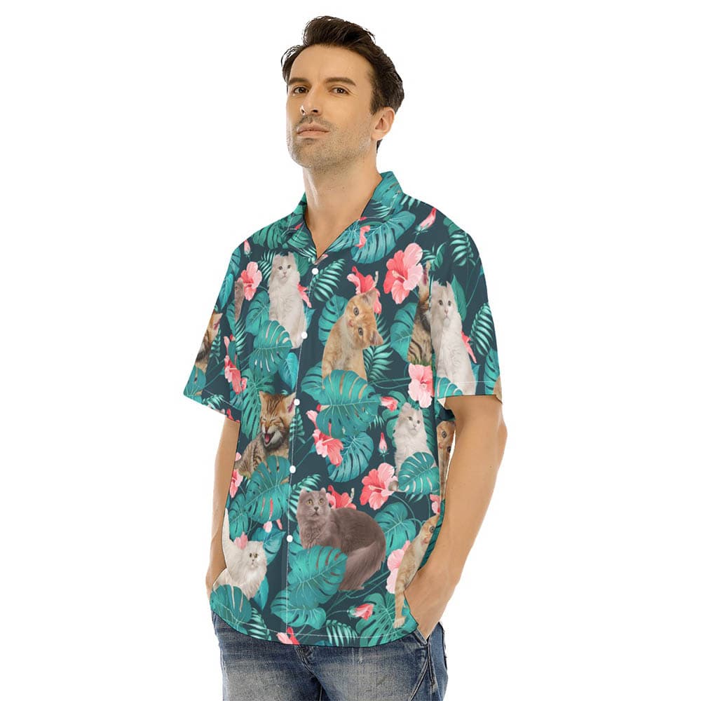 Funny Cat Men's Tropical Shirt (1)