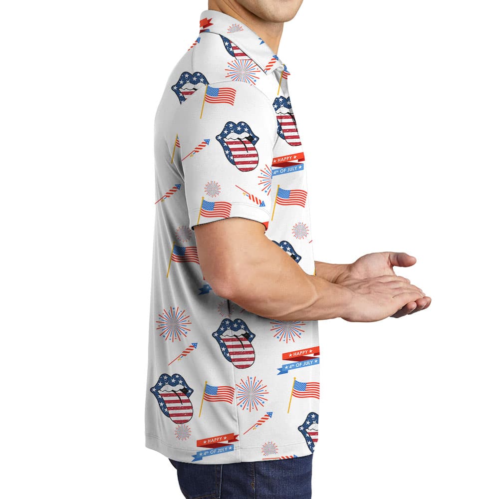 American Flag Lips Polos For Men2