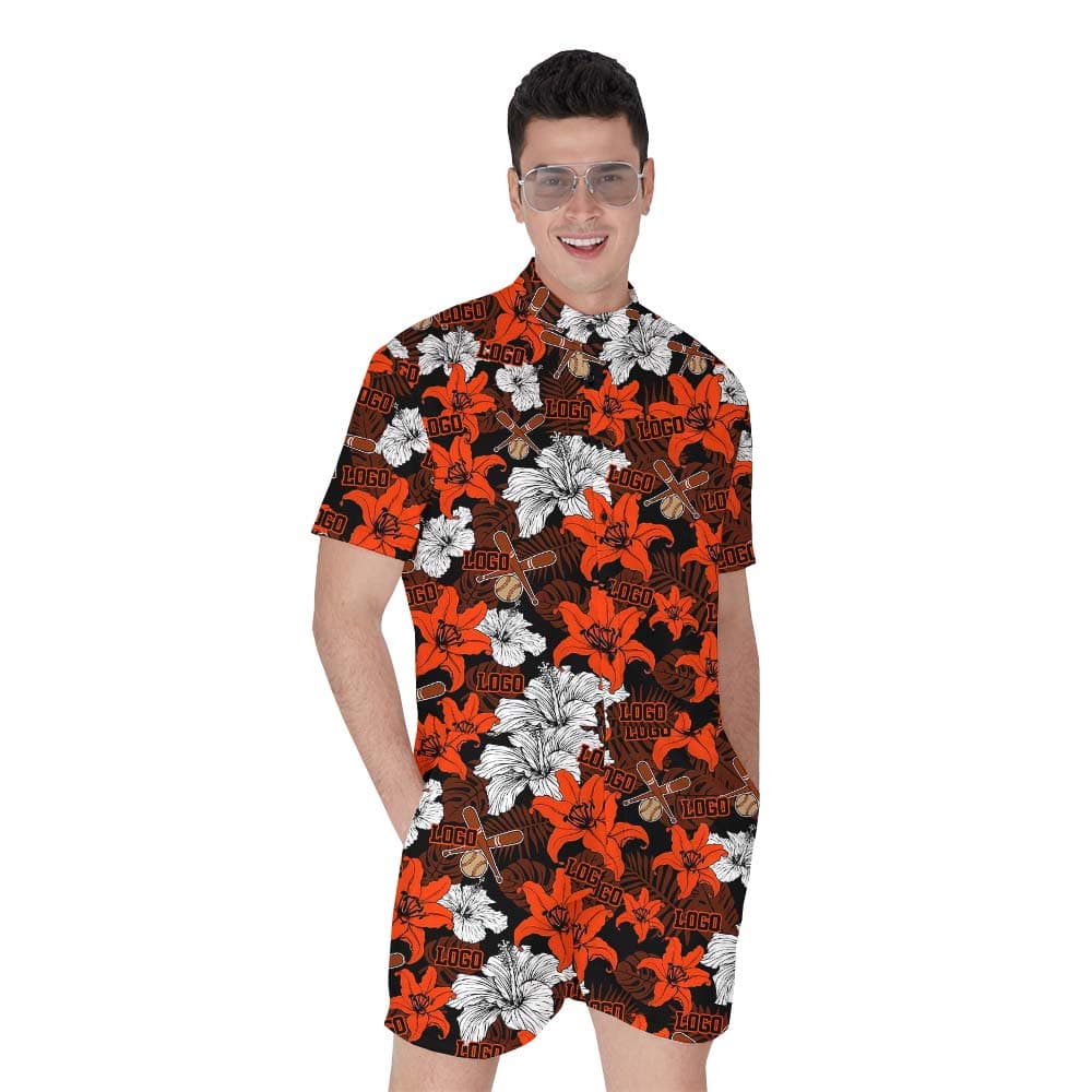 Red Baseball Hawaiian Custom Romper Men