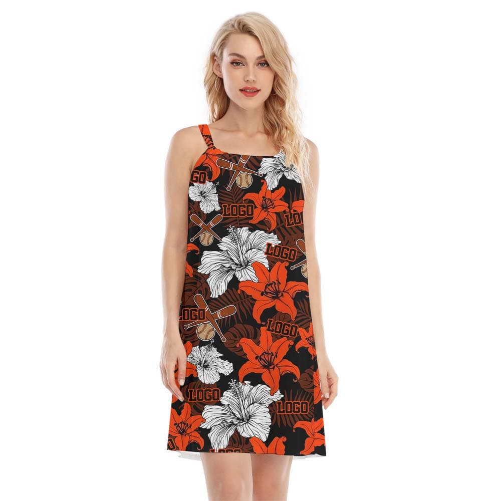 Hawaiian Red Baseball Cami Dress For Woman