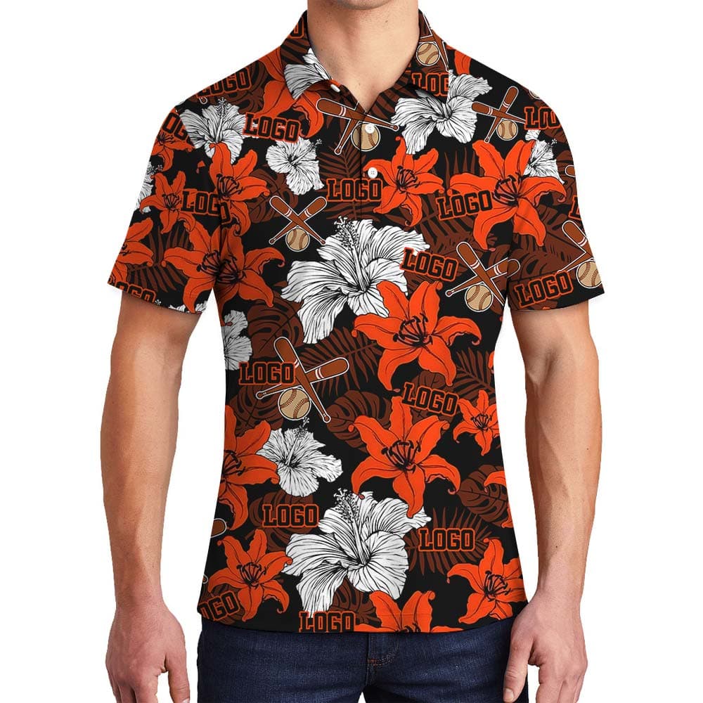 Baseball Hawaiian Custom Logo Polo Men