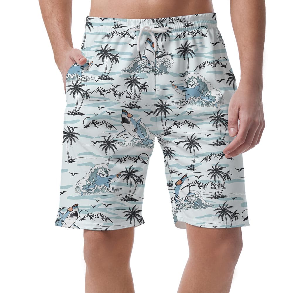 Cool Shark Print Men's Beach Shorts