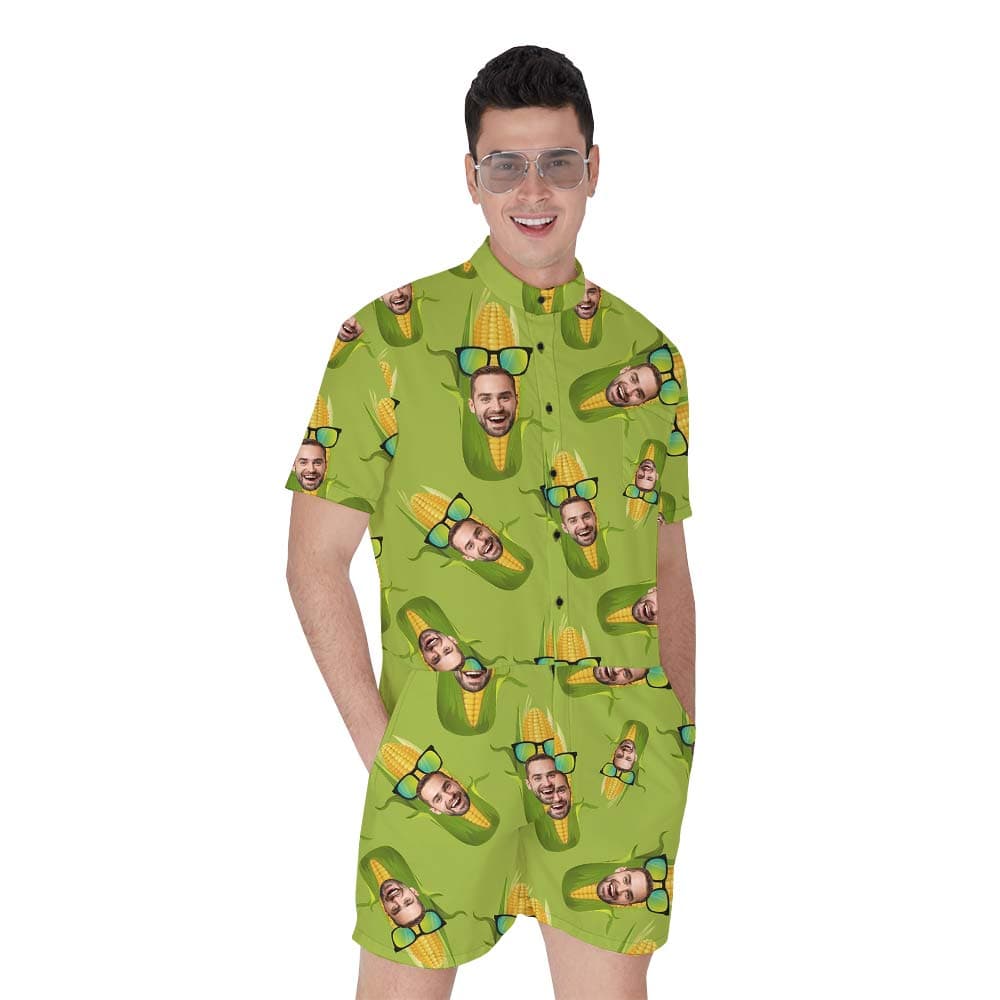 Funny Custom Face Hawaiian Romper Men