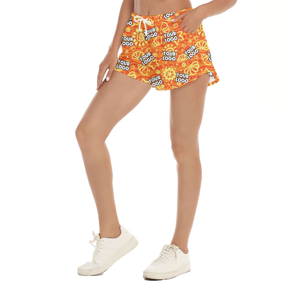 Custom Logo Orange Women Shorts3