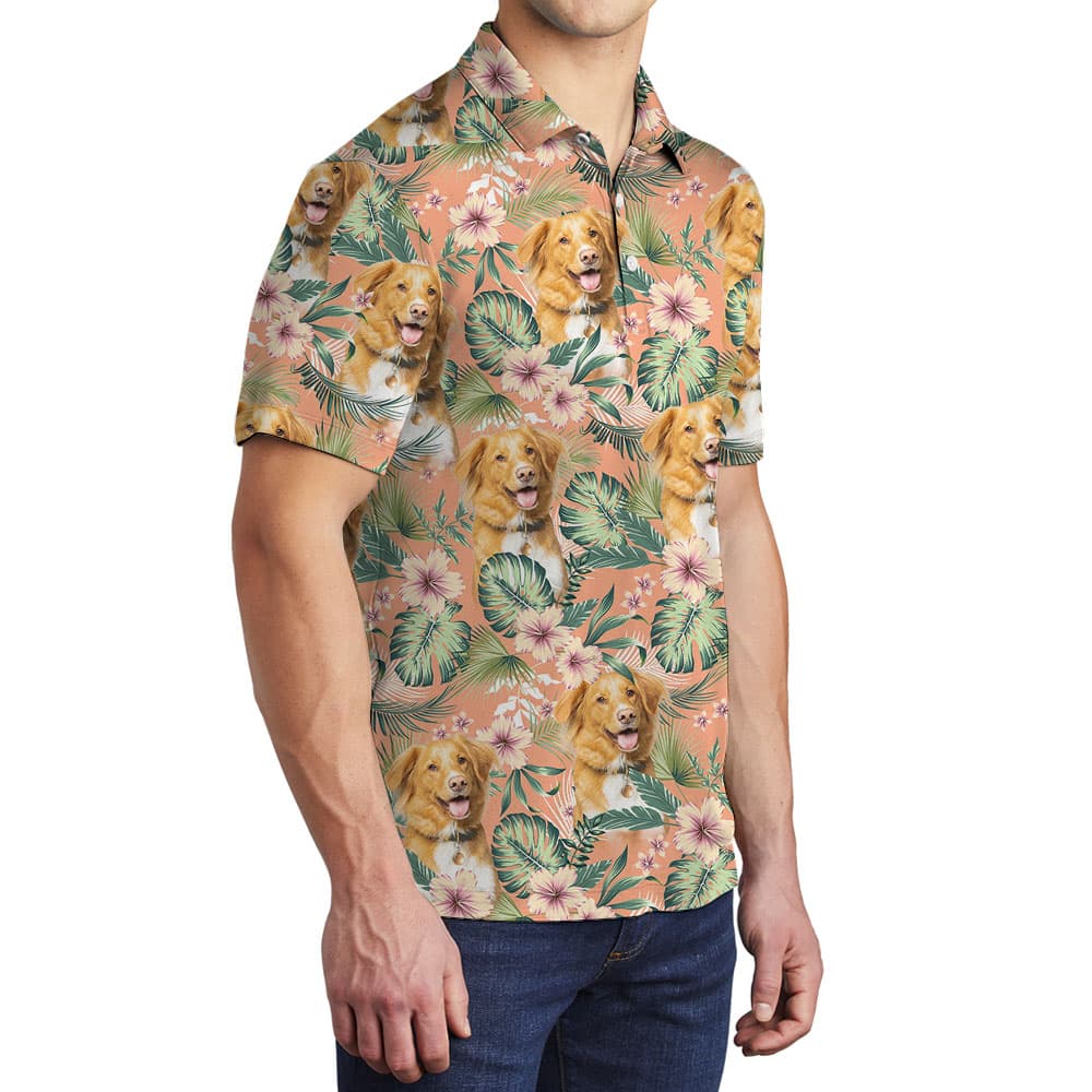 Custom Photo Men’s Floral Polo Shirt3