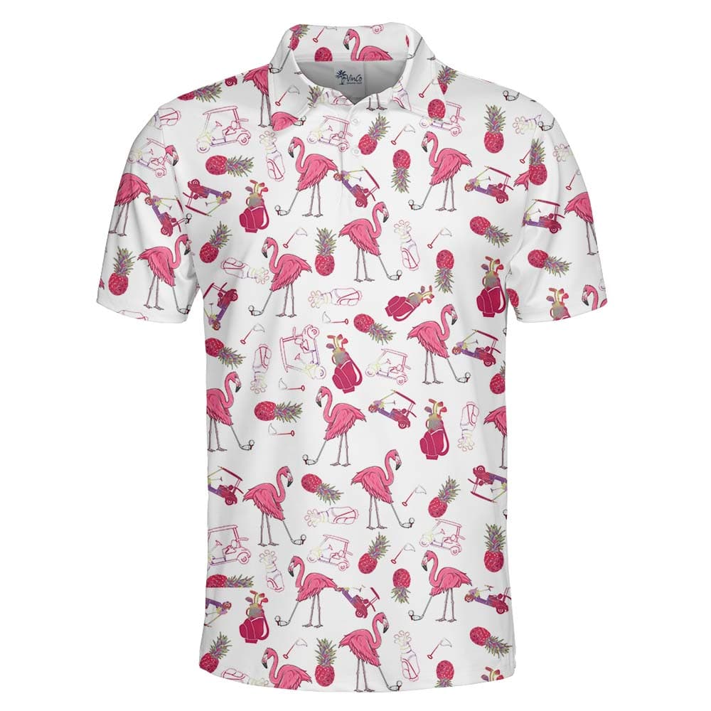 Flamingo Collared Shirt For Golfers1