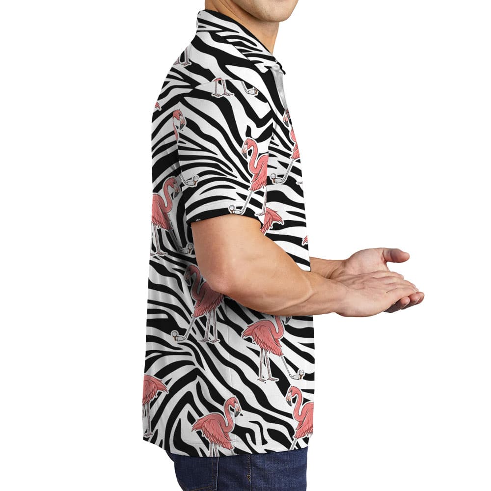 Flamingo Zebra Men’s Golf Polos3