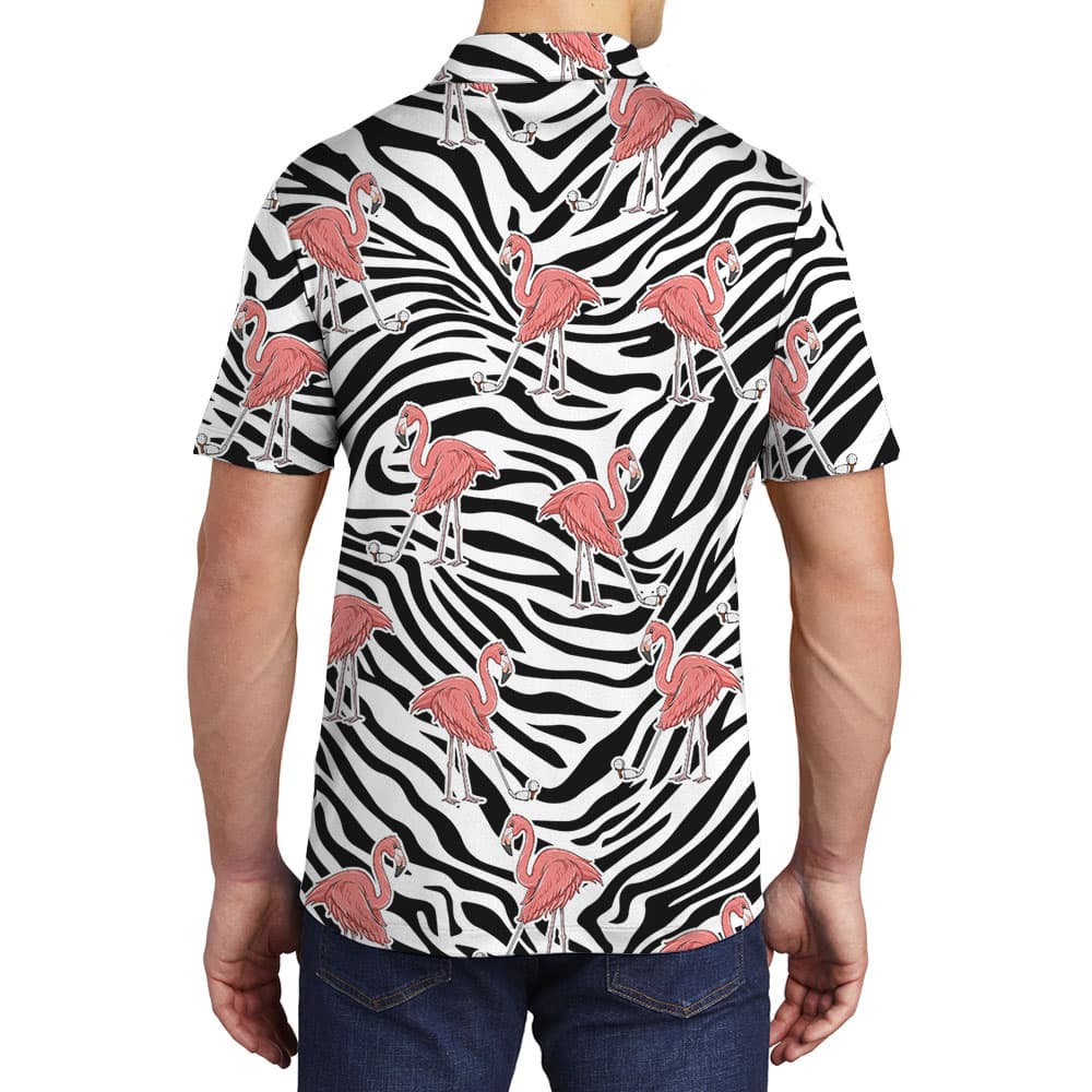 Flamingo Zebra Men’s Golf Polos4