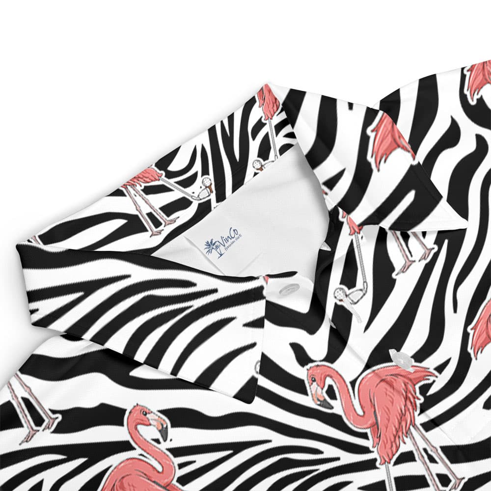 Flamingo Zebra Men’s Golf Polos6