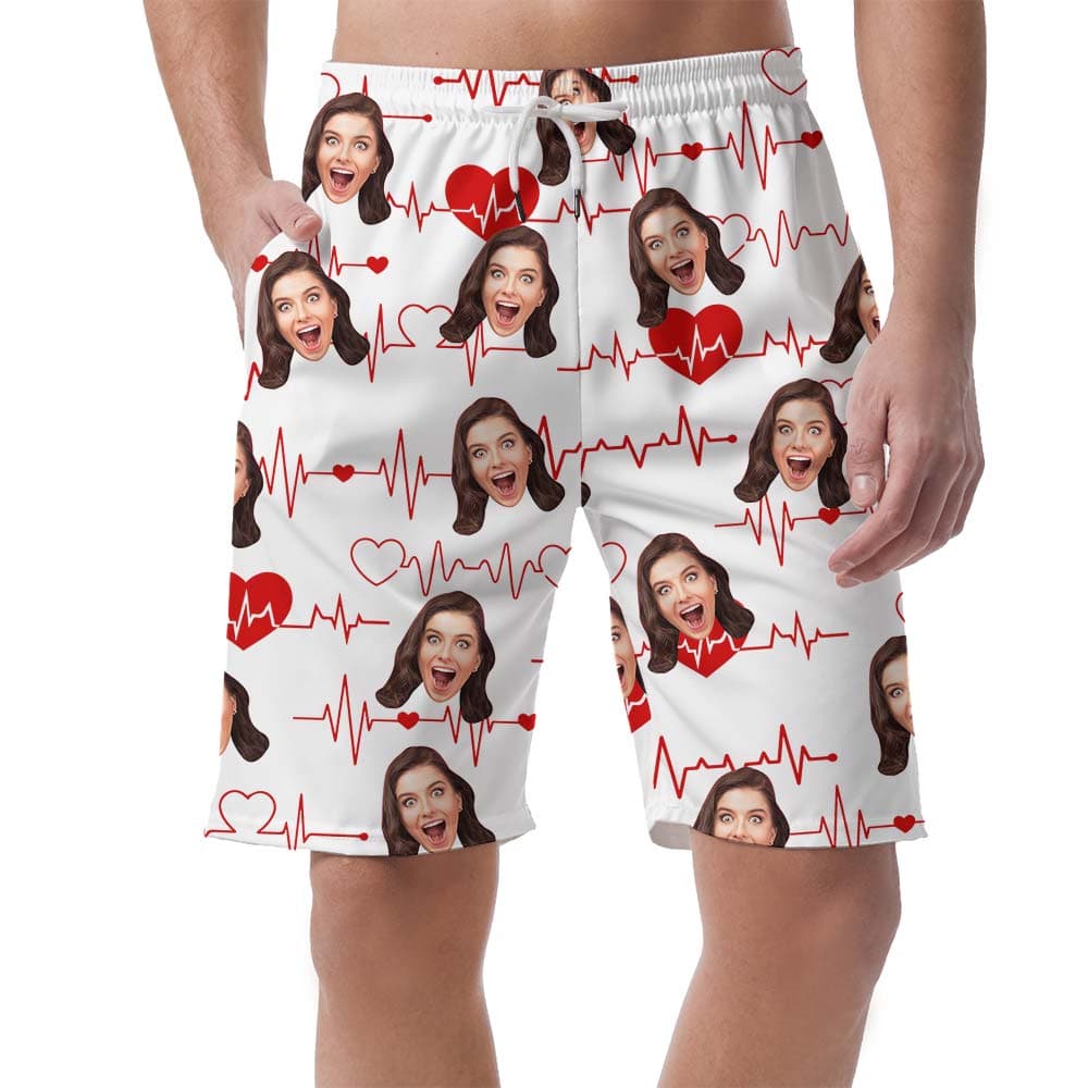 Love-Beating Hawaiian Custom Face Shorts Men