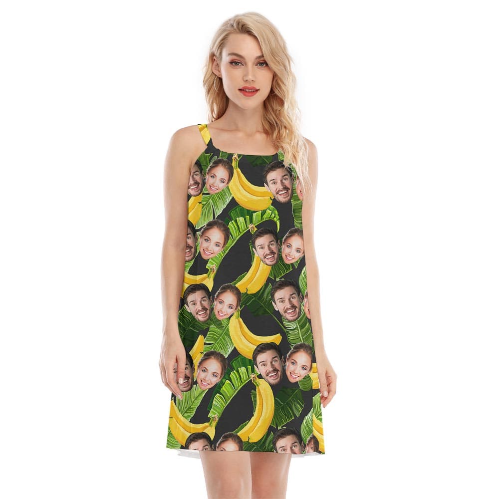 Hawaiian Banana Cami Dress Personalized Face