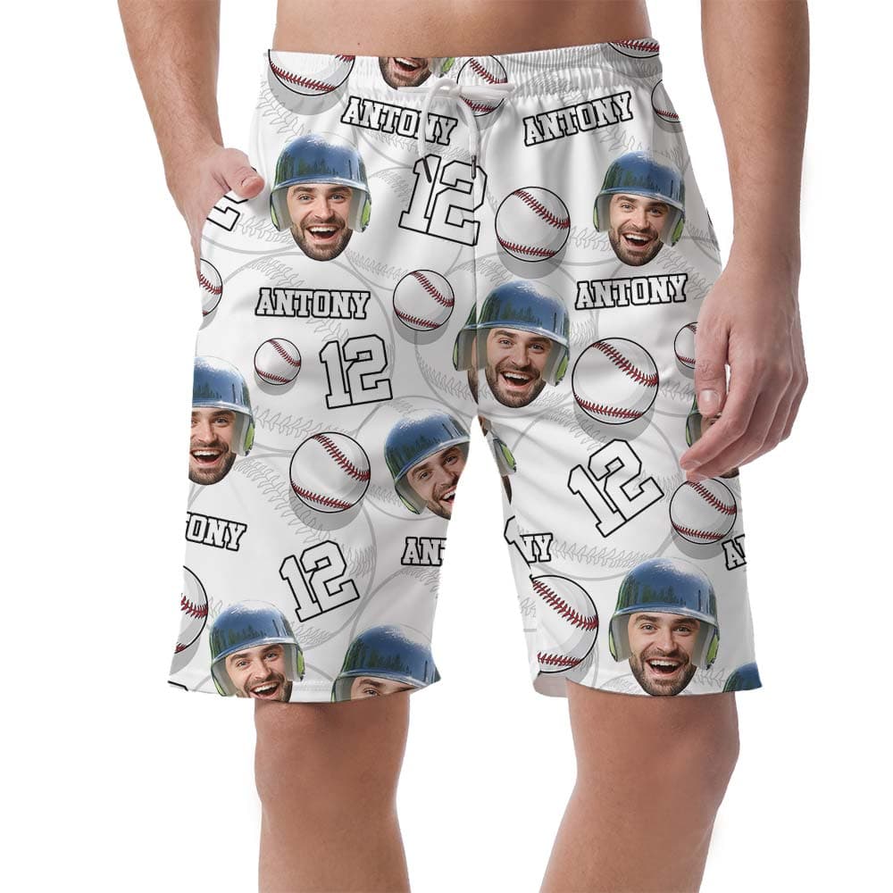 Matching Custom Face Baseball Hawaiian Shorts Men
