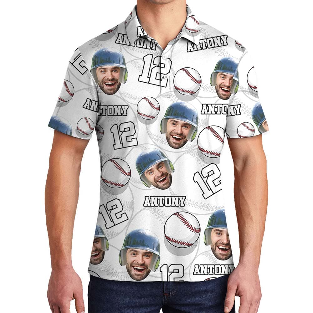 Hawaiian Custom Polo Men For Baseball Lover