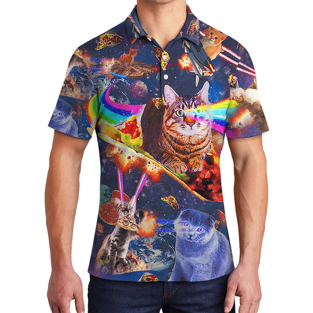 Cute Cat Lover Hawaiian Polo Men