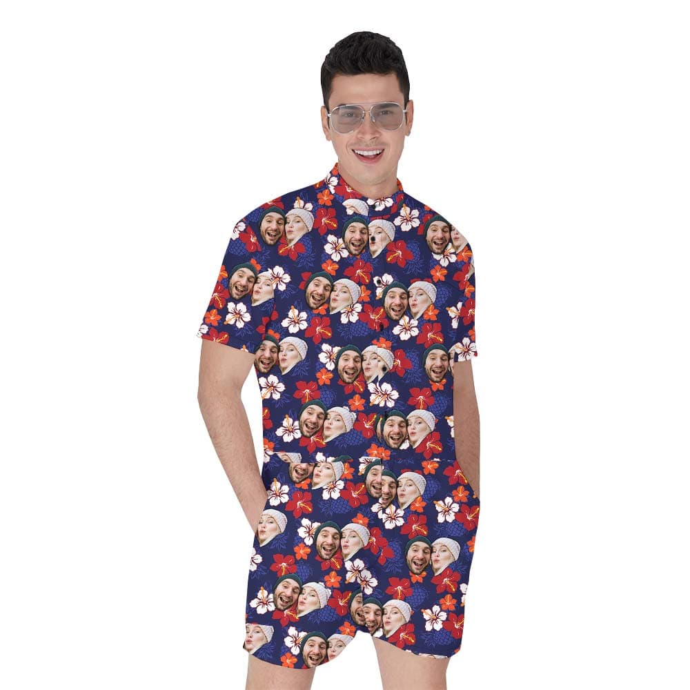 Custom Couple Matching Hawaiian Romper Men