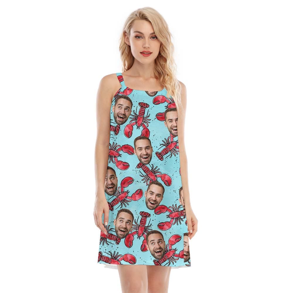 Funny Crab Custom Face Hawaiian Cami Dress