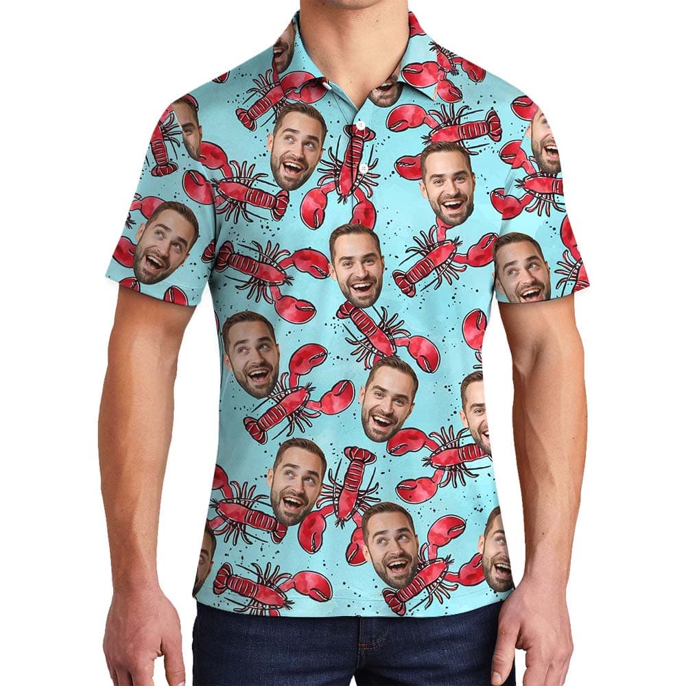 Custom Face Funny Crab Hawaiian Polo Men