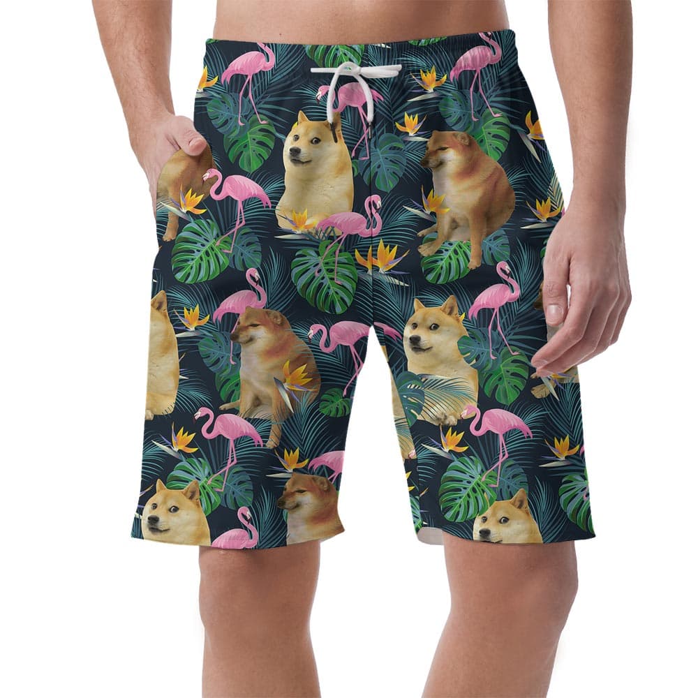 Doge Meme Pattern Hawaiian Shorts Men