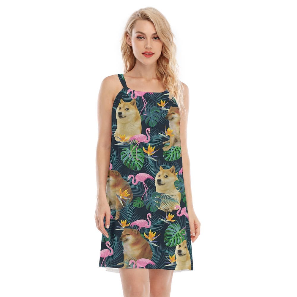 Women's Hawaiian Cami Dress With Doge Meme