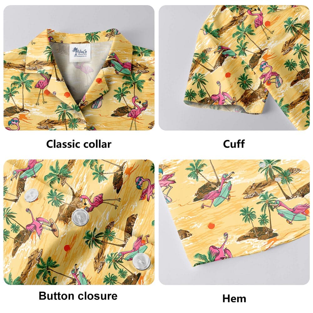 Men's Flamingo Hawaiian Beach Shirt