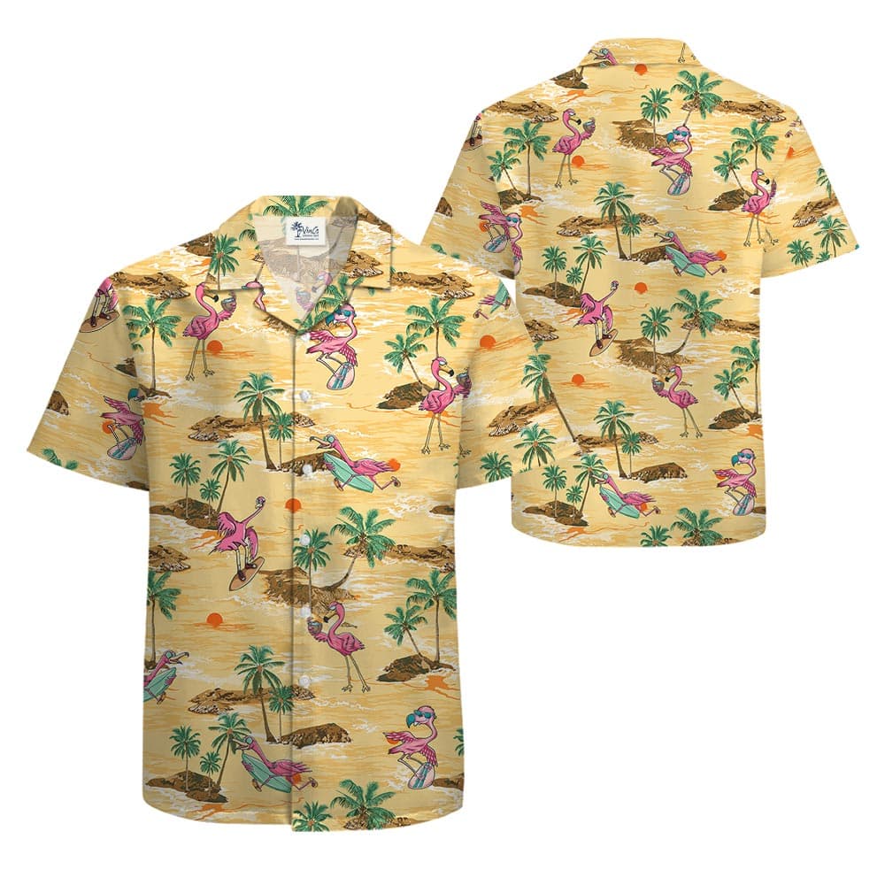 Men's Flamingo Hawaiian Beach Shirt