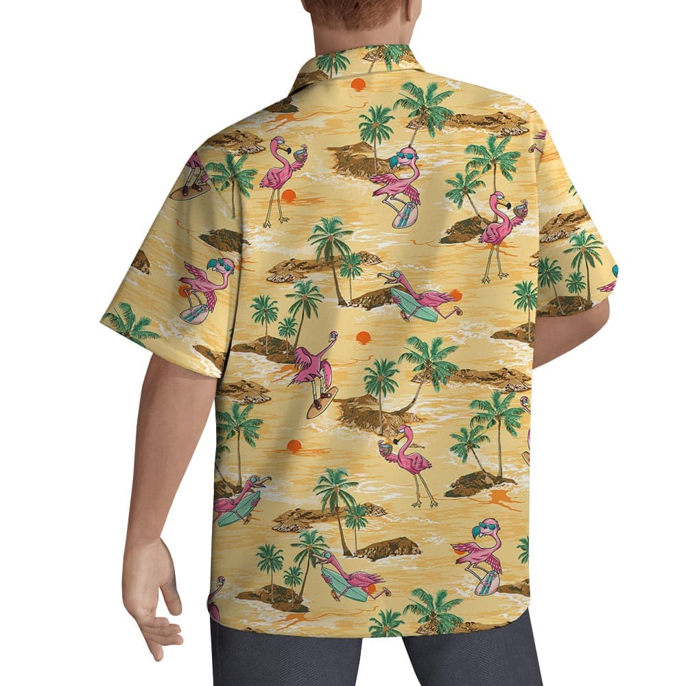 Men's Flamingo Hawaiian Beach Shirt