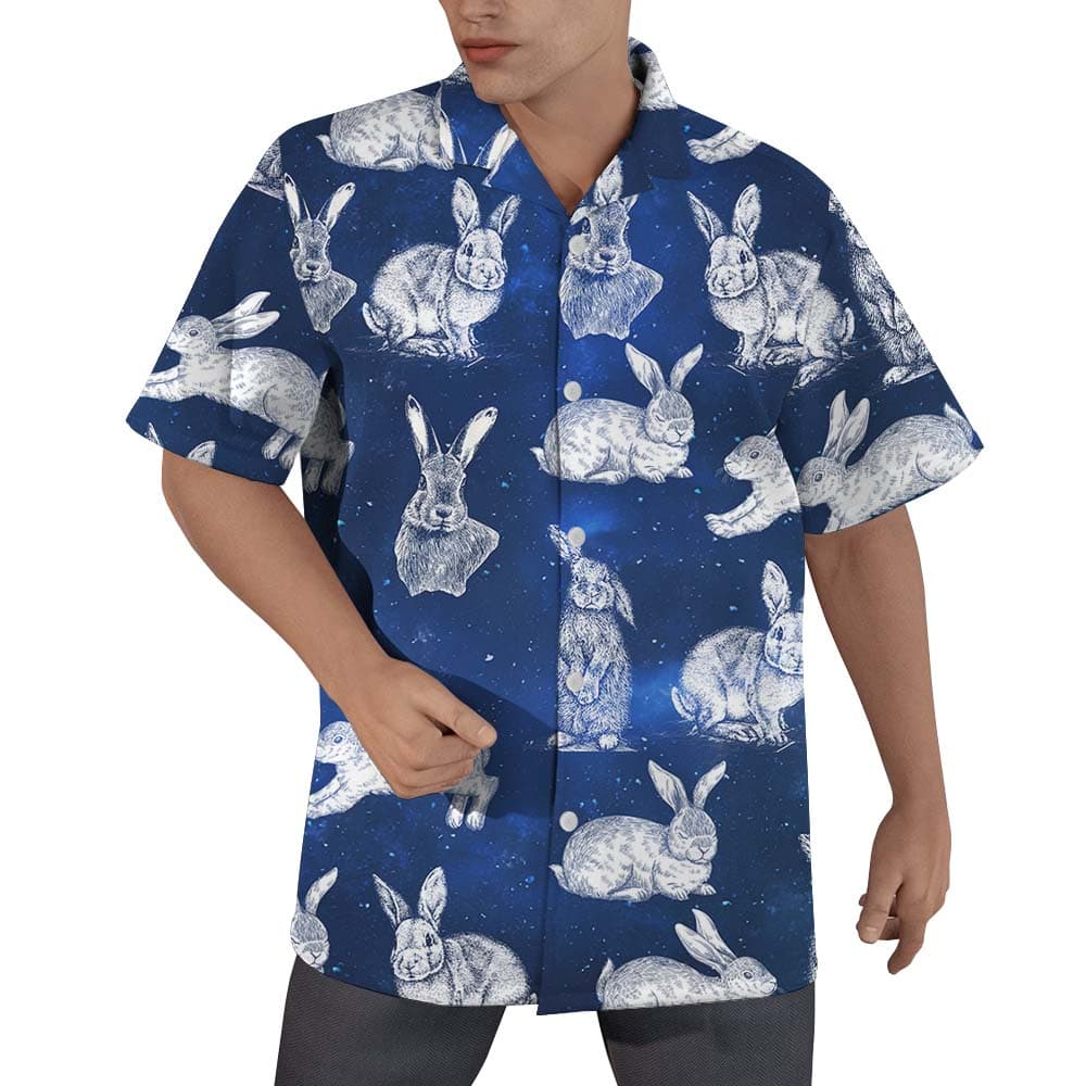 Navy Rabbit Hawaiian Shirt For Men1