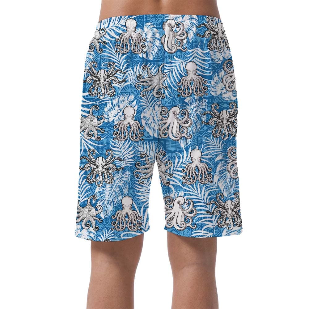 Octopus Blue Men’s Hawaiian Shorts2