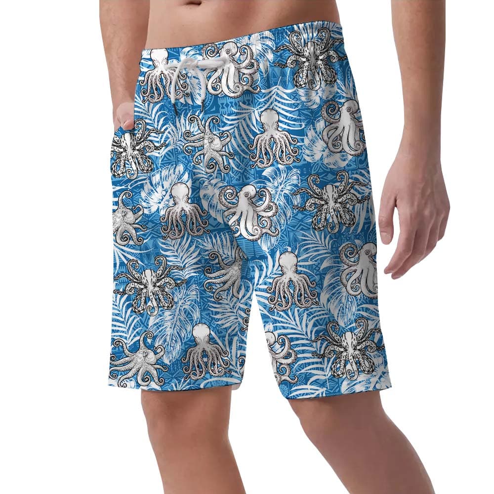 Octopus Blue Men’s Hawaiian Shorts4