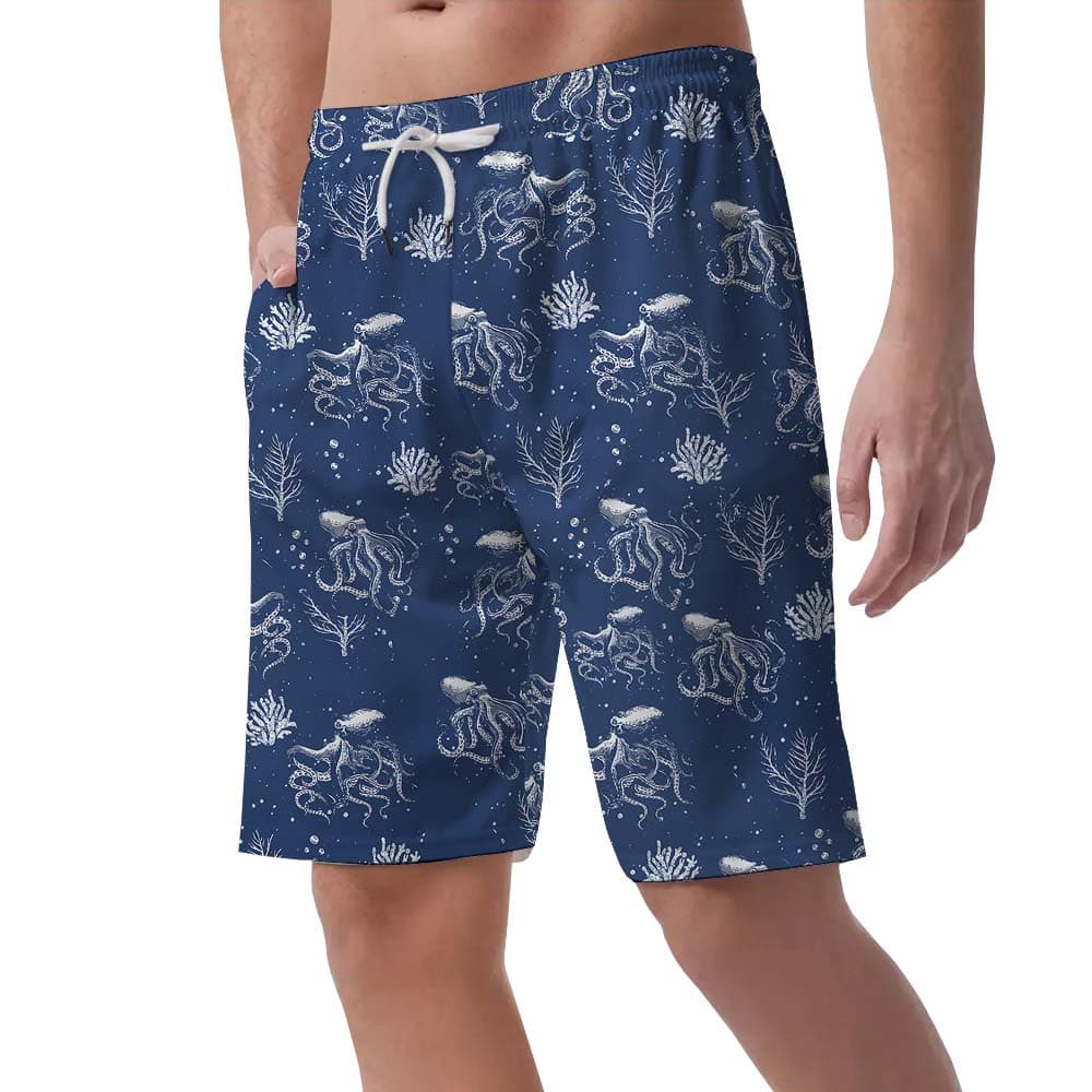 Octopus Navy Men’s Hawaiian Shorts3