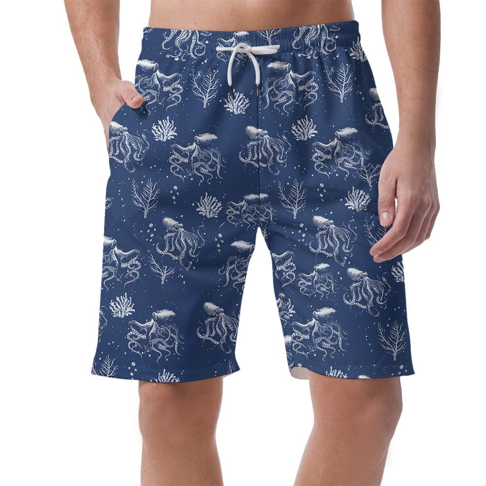 Octopus Navy Men's Hawaiian Shorts4
