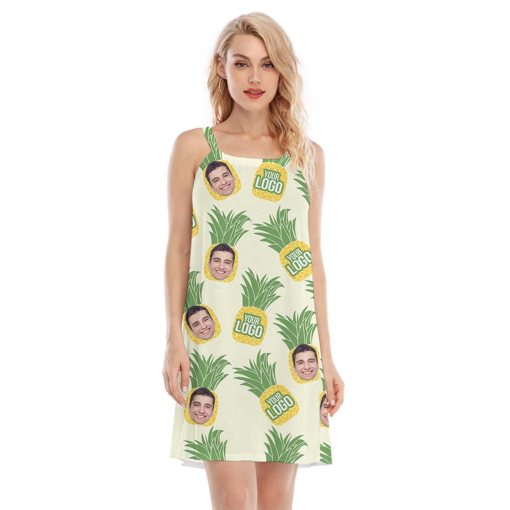 Pineapple Hawaiian Women Custom Face Cami Dress