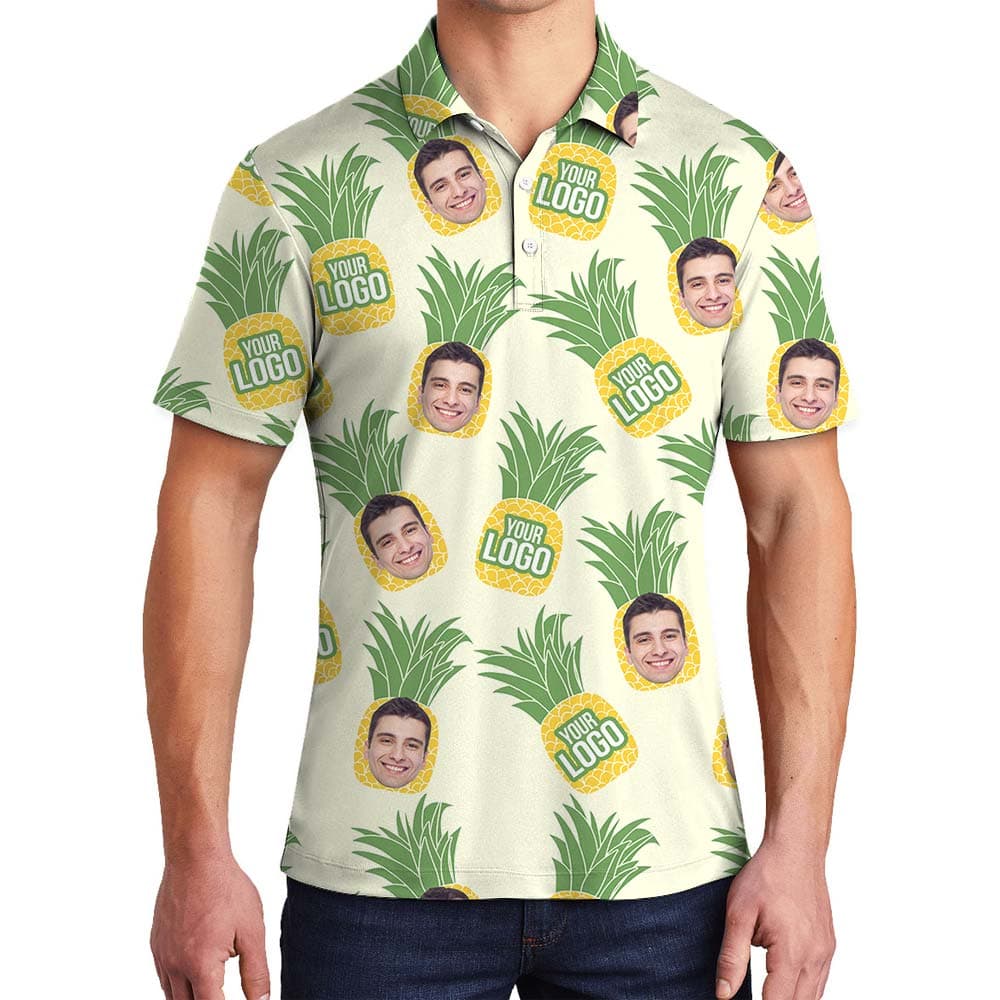 Custom Face Hawaiian Pineapple Polo Men