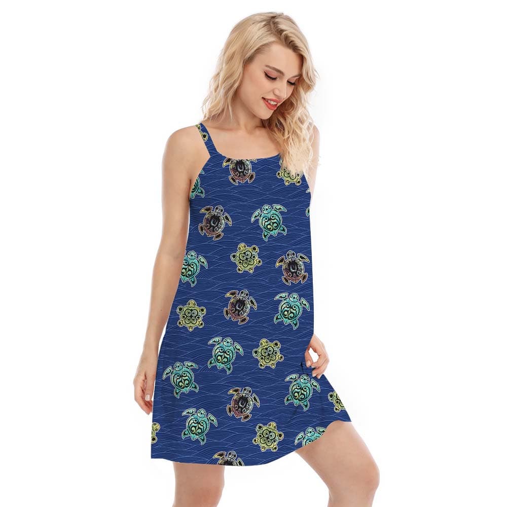 Sea Turtle Navy Women’s Cami Dress2