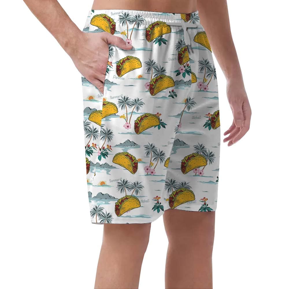 Taco Palm Tree Men’s Beach Shorts2