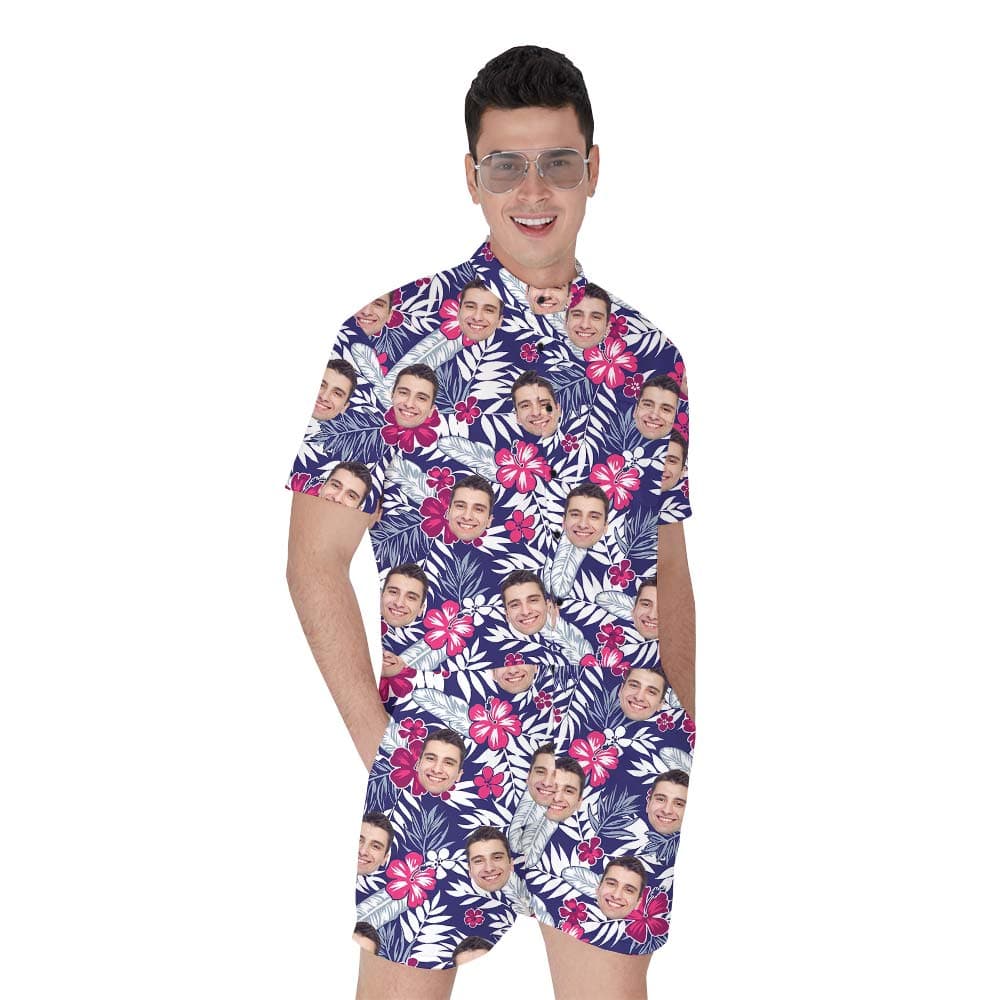 Custom Face Tropical Hawaiian Romper Men