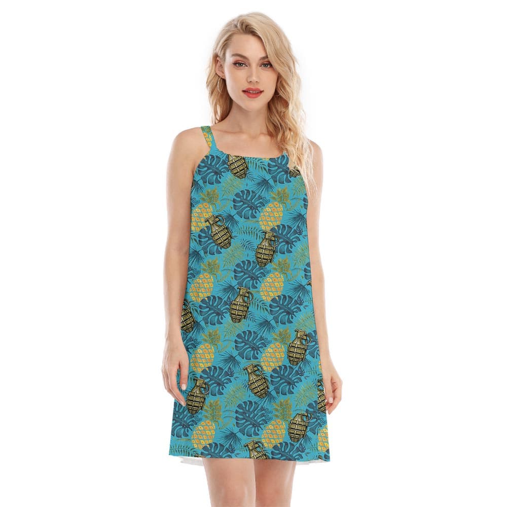 Bomb Print Hawaiian Matching Cami Dress