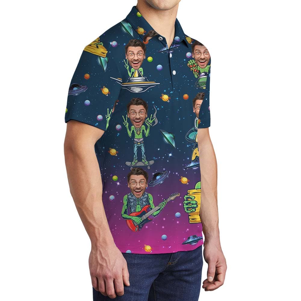 Alien Men’s Polo Shirt With Faces2