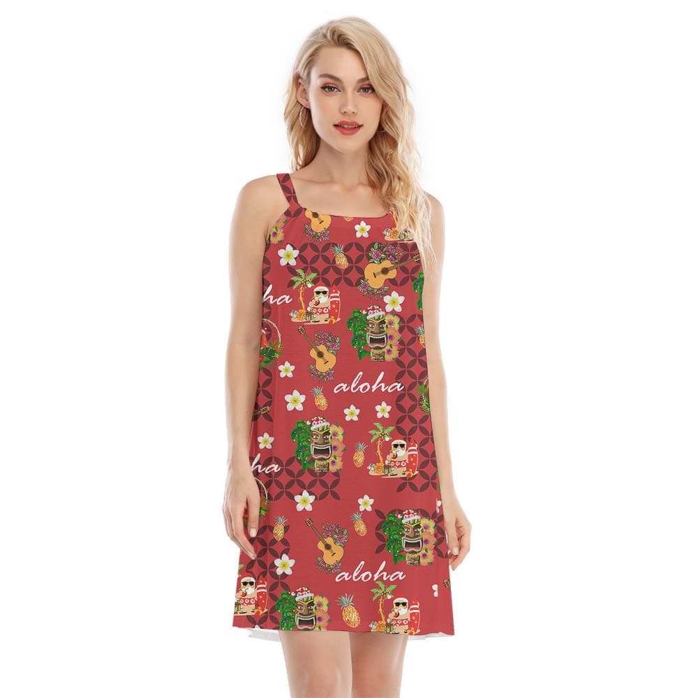 Women's Aloha Cami Dress With Santa Pattern