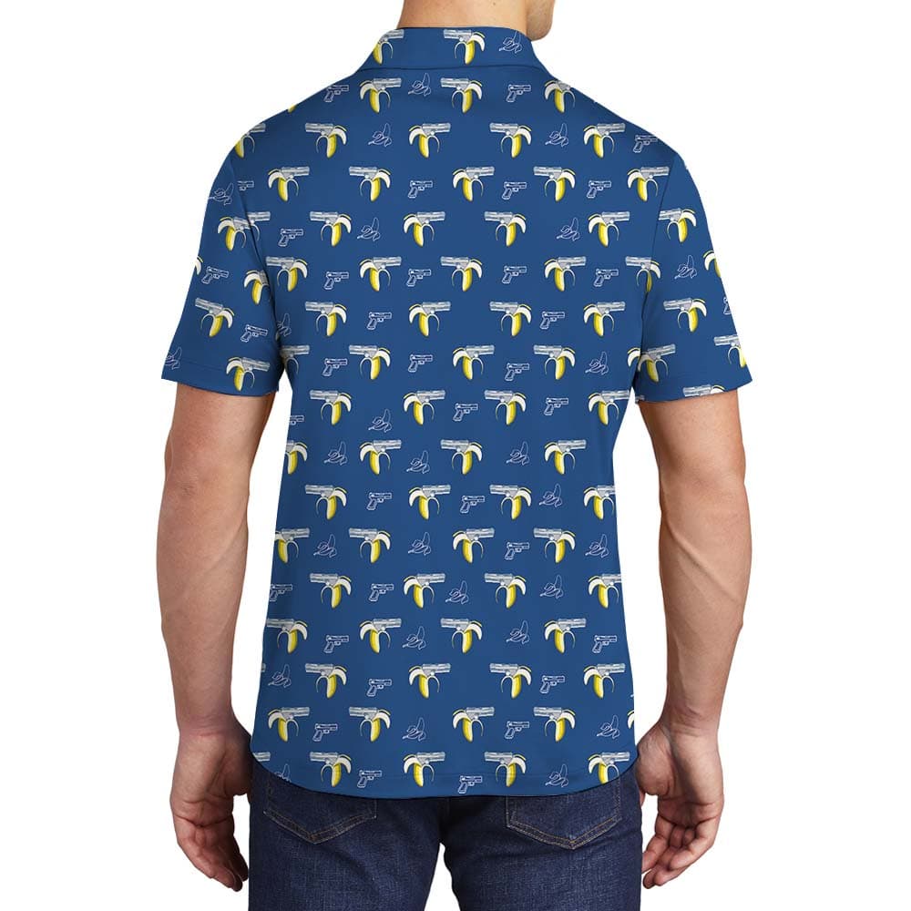 Banana Gun Blue Polo Shirt For Men2