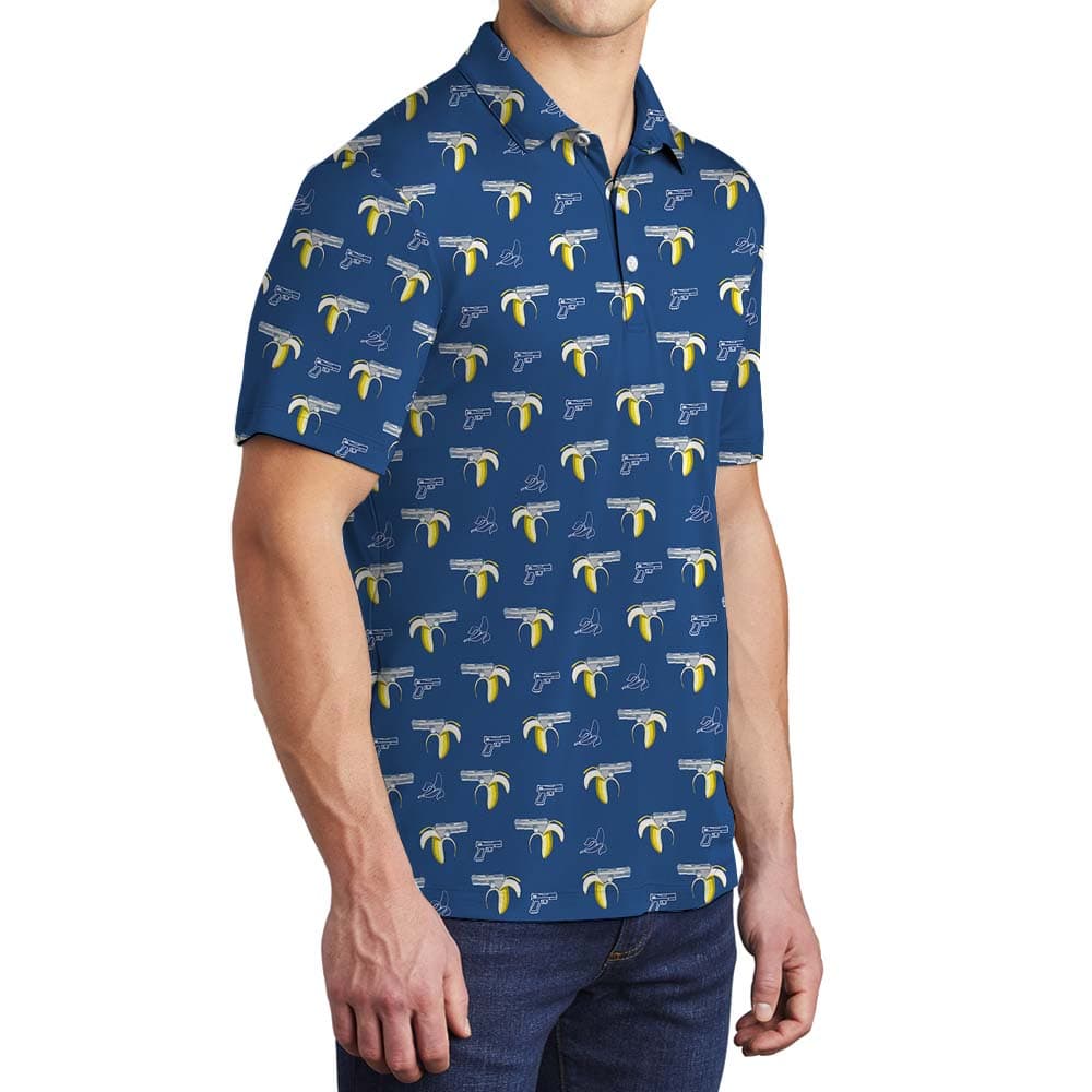 Banana Gun Blue Polo Shirt For Men3
